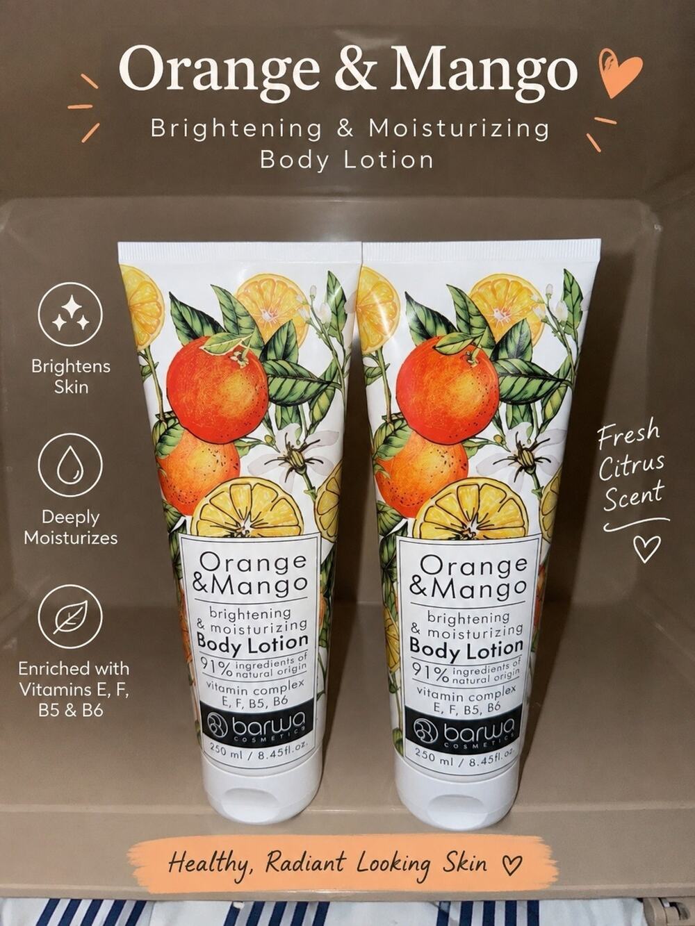 Barwa Orange & Mango Brightening Moisturizing Body Lotion Duo 8.45 fl oz